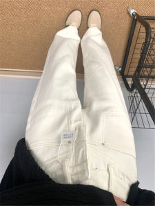 American Retro Light Brown Straight Leg Jeans Womens Spring Autumn High Waist Slim Tall Extended Narrow Version Wide Leg Pants