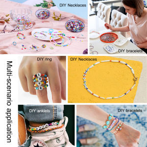 MOON 12000Pcs Beads Kit 3mm Glass Seed Beads Alphabet Letter Beads for Name Bracelets Jewelry Making and Crafts with Beading Cord & Tweezers Jump Rings Elastic String Cords DIY Tools