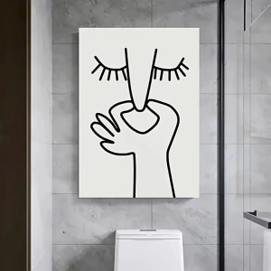 Humorous Funny Black & White Bathroom Canvas Poster Wall Art Print for WC Restroom Decor