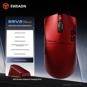 EWEADN | EWEADN S9 V2 Ultimate Wireless Gaming Mouse Tri-Mode Dual 8KHz PAW3955 0.185ms Lightweight Ergonomic E-sports Mouse