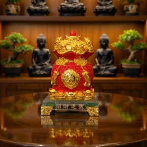 Túi Tiền Kim Bảo Tài Lộc Phong Thủy Nhiều Màu Chất Liệu Nhựa Đế Kính Đặt Bàn Thần Tài Cầu Tài Lộc