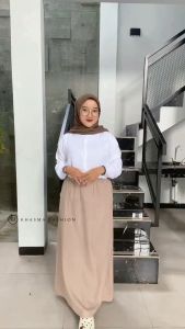 Long Skirt Korean Style Rok Panjang Wanita Bahan Premium Linen Merya Skirt