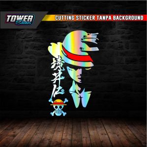 Stiker One Piece sticker cutting laptop motor mobil reflektif memantulkan cahaya