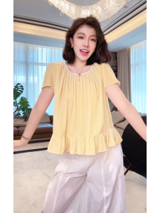 Silk Fashion Short Sleeve Top ME True Silk Heart Teacher 100 Mulberry Silk Slimming Stylish Short Sleeve Shirt MESS4830