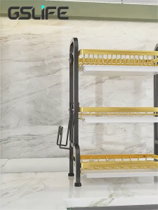 2/3 Tier Kitchen Racks Organizer Dish Rack with Tray Utensil Holder Plates Organizer Storage Cabinet Shelf Organizer