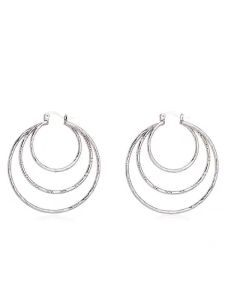 Fashionable Silver Large Hoop Earrings Elegant Simple Design Fresh out Handmade Alloy Geometric Pattern Womens Ear Jewelry