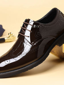 Glossy Leather Business Style Pointed Toe Dress Shoes