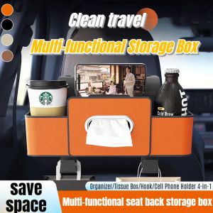 【Space-Saving】Multifunctional Car Seat Storage Box Microfiber Leather Car Organizer Back Seat Phone/Cup Holder