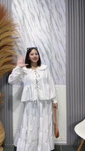 CRS - ELEA BLOUSE OUTER / KOREAN BLOUSE / BLOUSE LENGAN PANJANG / RIBBON PITA COQUETTE -PN