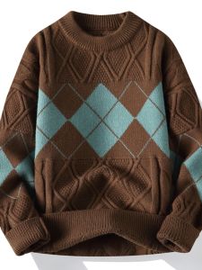 Thickened Autumn Winter Knitted Sweater for Teenage Boys 13-15 Years Old Base Layer Yarn Clothes Casual Fashionable Schoolwear