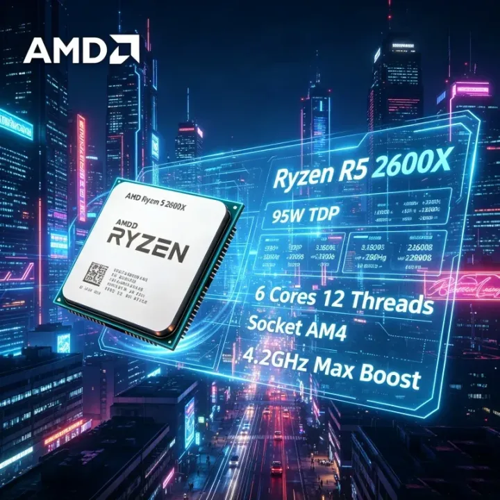 AMD | AMD R5 2600X Ryzen 5 2600X Zen Plus Architecture 12nm 16MB L3 Cache 6 Core 12 Thread AM4 Gaming Streaming CPU