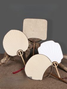 High-End Japanese Style Group Fan Xuan Paper Blank Ancient Style Bamboo Fan Hand-Painted Chinese Watercolor Lacquer Fan DIY Non-Heritage Paint Fan