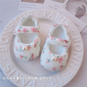 Princess Style Soft Bottom Handmade Baby Shoes for 3-6-12 Months Old Girls Spring Autumn Seasonal Walk Learning Shoes