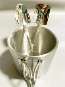 กลิ่น แก้วสองชั้น 2ชั้น แก้วเก็บร้อนเย็น ขนาด 300ml หูจับ สีเงิน