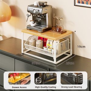 WUBUWEI | Desktop Pull-out Coffee Machine & Tea Cup Storage Rack