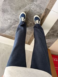 ZHUOCAN | Dark Blue Scales Honeycomb Flare Fit Retro Sport Pants