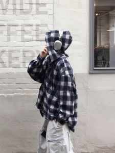 DAVID&ME | Blue Plaid Hooded Long Sleeve Summer Casual Shirt for Men