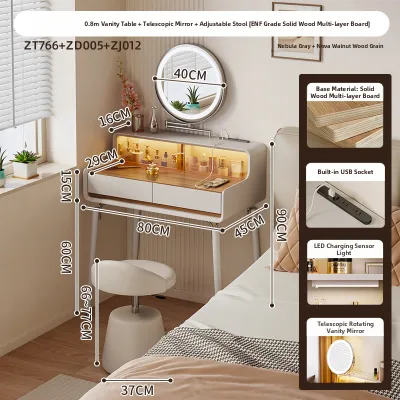 ZUNTONGGE | Luxurious Extensible Vanity Table With Integrated Mirror