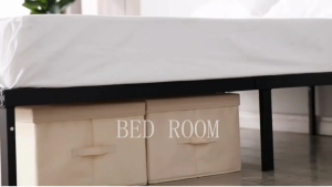 Iron Bed Frame Metal Queen&King Size Folding Bed Heavy Duty Five Size Single/Double Bed High-Load-Bearing Stainless Steel With Storage Space No Box Spring Needed Bed Frame