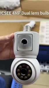ICSEE R3 4MP E27 Dual Lens indoor Hanging Flexible and durable Bulb CCTV Camera Ceiling Mount AC Power 355° Bulb Wireless Security IP Camera