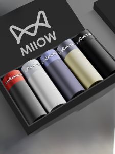MiiOW | กางเกงบ็อกเซอร์ชายผ้าไหมน้ำแข็ง MiiOW ระบายอากาศได้ดี กางเกงชั้นในแบบไร้ตะเข็บ ป้องกันแบคทีเรีย ทรงสี่เหลี่ยม สำหรับวัยรุ่นและเยาวชน