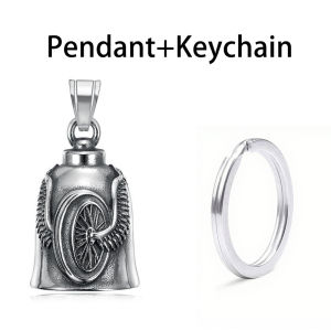 Punk Stainless Steel Motorcycle Bell Pendant Necklaces for Men Vintage Biker Lucky Amulet Guardian Bell Keyring Jewelry Gifts