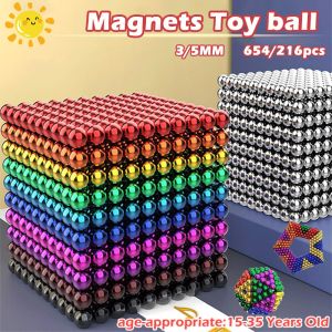 Vixplorn 216Pcs Magnetic Ball 3/5MM 3D Magic Magnet Magnetic Blocks Balls Sphere Cube Beads Puzzle Building Toys Educational Toy