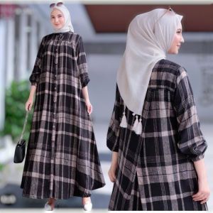 Gamis Gauri Rayon Kotak Kotak Gamis Rayon Premium Terbaru Kekinian Jumbo Gamis Wanita Dewasa Jahitan Rapi