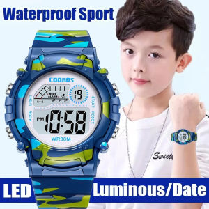 Sport Digital Watch for Kids Waterproof Luminous Childrens Electronic LED Watch Fashion Multi-function Week Display Kids Watch