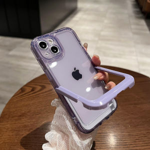 CrashStar Transparent Silicone Soft Shockproof Phone Case With Folding Invisible Stand For iPhone 17 16 15 14 Pro Max Plus 13 12 Pro Max 11 Fashion Simple Phone Casing Clear Anti-fall Cover With Full Cover Lens Camera Protection Hot Sale