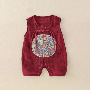 Chic ใหม่สไตล์จีนทารก Mummy Dress 2024 แบรนด์ไม่มีแขนผ้าฝ้าย Kink H-Version ชิ้นเดียว U-Collar รูปแบบ