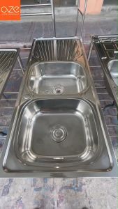 พร้อมส่ง ซิงค์ล้างจาน 2 หลุม 1 ที่พัก + ขาซิงค์แถมก๊อกน้ำและที่กรองเศษอาหาร ชุดสะดืออ่างครบชุด 3 รุ่น 3 แบบ ซิ้งค์ล้างจานสแตนเลสเกรด 304