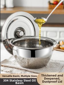 304 Stainless Steel Multi-purpose Oil Basin with Lid
