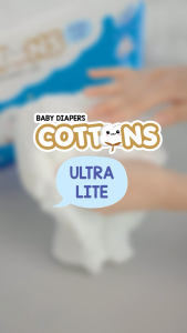 CottonsBabyDiapers Ultra Lite - [6 PACKS] Popok Bayi Cottons Baby Diapers Popok Bayi/ Popok Sekali Pakai/ Popok Nyaman/ Popok Bayi Lembut/ Popok Bayi Murah