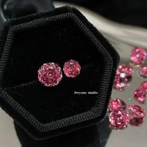 Millennium Octagonal Rose Cut Zirconium Ear Bone Studs Titanium Steel Flat Bottom Ear Piercing Studs Cool Fashion Earrings