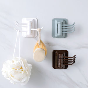 ตัวติดผนังแบบหมุนได้ ไม่ทำลายผนัง สำหรับห้องน้ำ ห้องนอน อุปกรณ์จัดระเบียบ กระดุมกุญแจ เครื่องใช้ต่างๆ ติดผนังได้