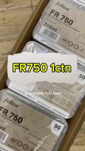FR750 Rectangular Disposable Plastic Food Container 750ml BEKAS PLASTIK MAKANAN Segi Empat -1Ctn