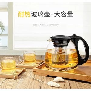 GLASS TEA POT HIGH TEMPERATURE RESISTANT WITH STAINLESS STEEL INFUSER STRAINER/Glass Tea Pot Coffee Maker