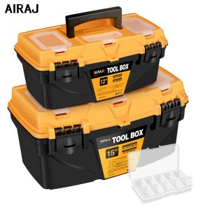 AIRAJ 12/15 Inch Hardware Toolbox Plastic Thick Combination Suitcase Electrician Carpenter Electric Drill Storage Box