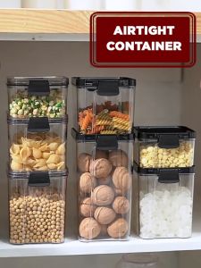 Multifunction Transparent Airtight Food Container Jar Canister Cookies Cereal Pasta Dry Food  Storage For Kitchen Pantry