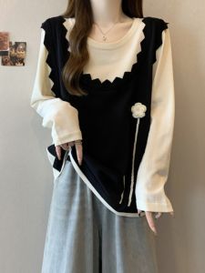 เสื้อสเวตเตอร์ถักแขนยาวลายดอกไม้ไซส์ใหญ่ เสื้อคลุมกันหนาวสไตล์เกาหลี ทรงหลวม แขนยาว ปกติ ฤดูใบไม้ร่วง/ฤดูหนาว