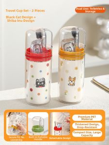YOULUNMEI | 3-in-1 Portable Toothbrush and Rinse Cup Combo
