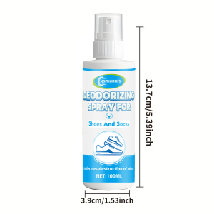 3.38oz Quick Effect Shoe Sock Deodorant Spray Natural Mint Green Long-Lasting Odor Eliminator PVC Bottle