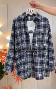 Áo Sơ Mi Kẻ Caro Cổ Polo Dài Tay Dáng Rộng Thời Trang Nữ Phong Cách Mới Rộng Rãi Đa Năng Giảm Tuổi Tác Cho Tiệc Tùng