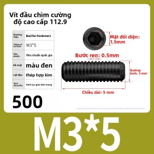 BAIRUITE | Ốc Vít Lõm Đầu Lục Giác Mạnh Mẽ M1.6-M24
