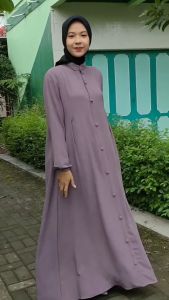 Gamis Valine Crinkle Airflow Premium Terbaru dan Termurah | Dress Crinkle Airflow Kancing Wanita Polos