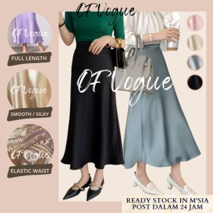 OFVOGUE Satin Skirt Women Long Ankle Skirt Labuh Smooth High Quality Women High Waist Long Skirts Maxi Skirt Fabric Satin