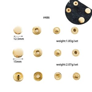 กระดุมแป๊ก กระดุมแปะ สแนป กระดุมติดผ้า Brass Snap button (ฺB-3-BCC522+#486)