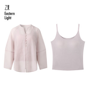 Eastern Light | Lightweight And Breathable Tencel Linen Blouse Two-piece Set