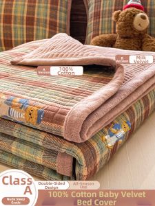 Kiss Dear | Plush Flannel and Cotton Quilted Tatami Bed Cover